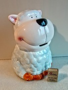 Stara skarbonka ceramiczna uroczy Baranek duża numerowana