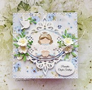 Pamiątka Chrztu,Kartka na Chrzest dla chłopca, ręcznie robiona w pudełku