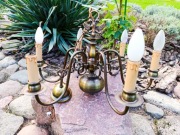 Stary żyrandol z mosiądzu z dwugłowym orłem – 6 ramion