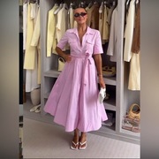 ZARA SUKIENKA R.M POPELINOWA KOSZULOWA PASKI RÓŻ NOWA!