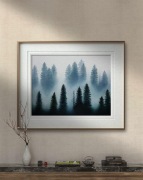 Obraz olejny 50x40 ręcznie malowany mglisty las dekoracja
