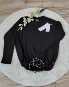 STRONGER Bluza Treningowa Prążkowana Casual Czarna