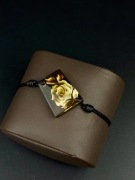 Bransoletka z bursztynem rzeźbionym róża regulowana