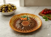 Ceramiczny talerz, Stara patera, ręcznie robiona. ART DECO. 24,5cm. Owoce.