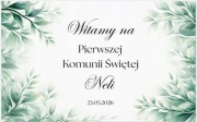 Tablica powitalna na Pierwszą Komunię Świętą – plakat z personalizacją