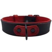 Obroża ze skóry naturalnej Kolor czarno-czerwony Czarne okucia