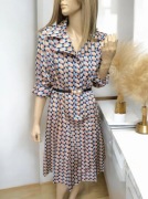 Kolorowa pastelowa sukienka damska midi długa wzorzysta vintage retro M 38