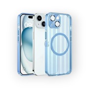 Etui HWeggo iPhone 15 MagSafe, chłodzące fale, ochrona aparatu, błękitne