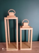 Zestaw lampionów z drewna dębowego 42 i 57 cm, kolor naturalny