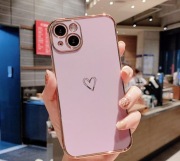 Etui Love Heart dla iPhone 15  żel krzemionkowy z galwanizowaną krawędzią