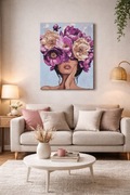 Obraz malowany na płótnie farbami akrylowymi "Kobieta w kwiatach"