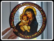 Piękny nowy witraż witrażyk dekoracja okienna Maryja NMP