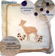 Poszewka poduszkę jaśka ozdobna dekoracyjna haft boho beżowa ręcznie robion