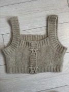 Viralowy sweterkowy top Crop top Zara srebrne kokardki bluzka hit