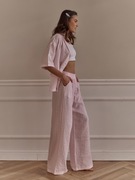 Muślinowy komplet piżamowy – koszula + spodnie | stylowy comfort