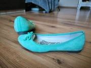 Clarks baleriny zielone Cushion Soft wide fit damskie zamsz 38.5