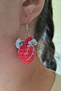 Kolczyki wiszące realistyczne serca na szydełku Earrings realistic hearts