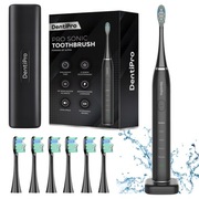 Szczoteczka Soniczna Zestaw Etui +6 Końcówek 5 Trybów, Timer Czarna