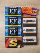 SONY EF 90 , MAXELL S 90 , TOP C-60 - 7 kaset audio , nowe , folia , zestaw