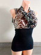 Czarno-biała bluzka prześwitująca, elegancka