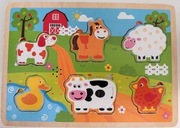 Drewniane Puzzle z Odgłosami Zwierząt z Farmy