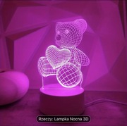 Lampka nocna LED 3D Miś z sercem RGB USB