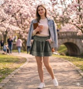 Spódnica damska rozkloszowana S 36 mini falbany