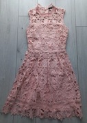 Sukienka pudrowy róż Reserved ażurowa koronkowa (xs) 34 