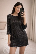 Krótka czarna cekinowa sukienka
