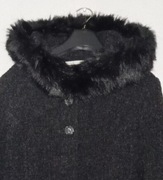 Długi Płaszcz Maestrelli Ocieplany Czarny Melanż – Włoski Klasyk na Zimę