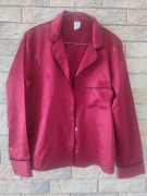 Elegancka satynowa góra od piżamy burgund Calvin Klein S 