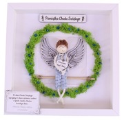 Pamiątka Chrztu Świętego Ramka 3D Anioł Stróż Rękodzieło Makrama Prezent