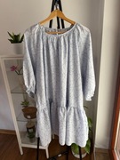 Błękitna zwiewna sukienka z wiskozą plus size