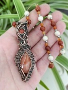 Karneol Jaspis Agat Kamień Rzeczny Miedź Wisior Minerały Rękodzieło 