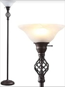 Lampa podłogowa w stylu wiktoriańskim, biały kloszsz, 180 cm, GyroVu