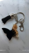 Brelok zawieszka motyl  prezent żywica epoksydowa czarny złoty handmade 