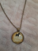 Łańcuszek piesek „Happiness is a warm puppy” vintage boho dog lover prezent