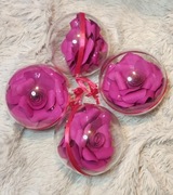 Bombki różowe  przeźroczyste duże