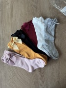 6 par skarpetek podkolanówki z kokardką 6-12 m