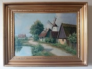 STARY OBRAZ OLEJNY PŁÓTNO  sygnowany 