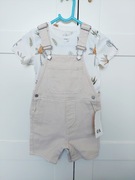 Zestaw ogrodniczki beżowe z bluzką C&A roz. 86 