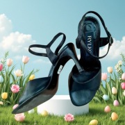 Ryłko czarne sandały obcas szpilka 8 cm Skóra Rozmiar 37 Wkładka 24.7 cm