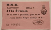 bilet RKS Radomsko - Avia Świdnik 1998