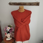 Sweter damski oversize – ceglasty, grubszy splot  38/40