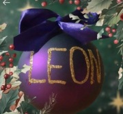 Bombka szklana z imieniem fioletowa napis kolory   