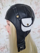 Skórzana czapka pilotka  czołgistka unisex 