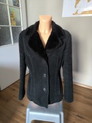 Dolce & Gabbana J&ans krótki płaszcz damski M czarny zimowy z futerkiem 