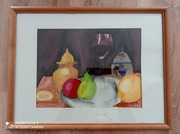 Martwa natura z kieliszkiem wina akwarela na papie