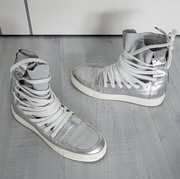 Sneakersy włoskie SREBRBE LEGUY  skóra naturalna  roz 41-42   