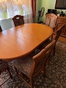STÓŁ DĘBOWY ROZKŁADANY do 205 cm + 6 KRZESEŁ
